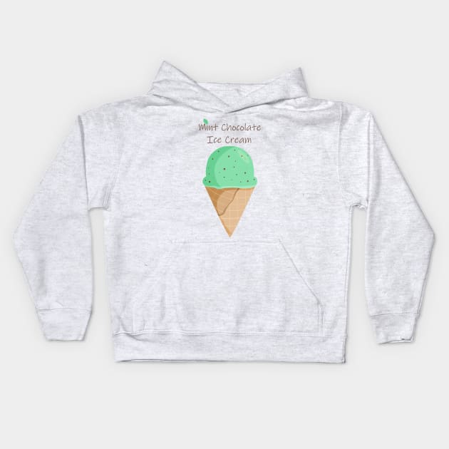 Mint Chocolate Chip Ice Cream Illustration Kids Hoodie by PandLCreations